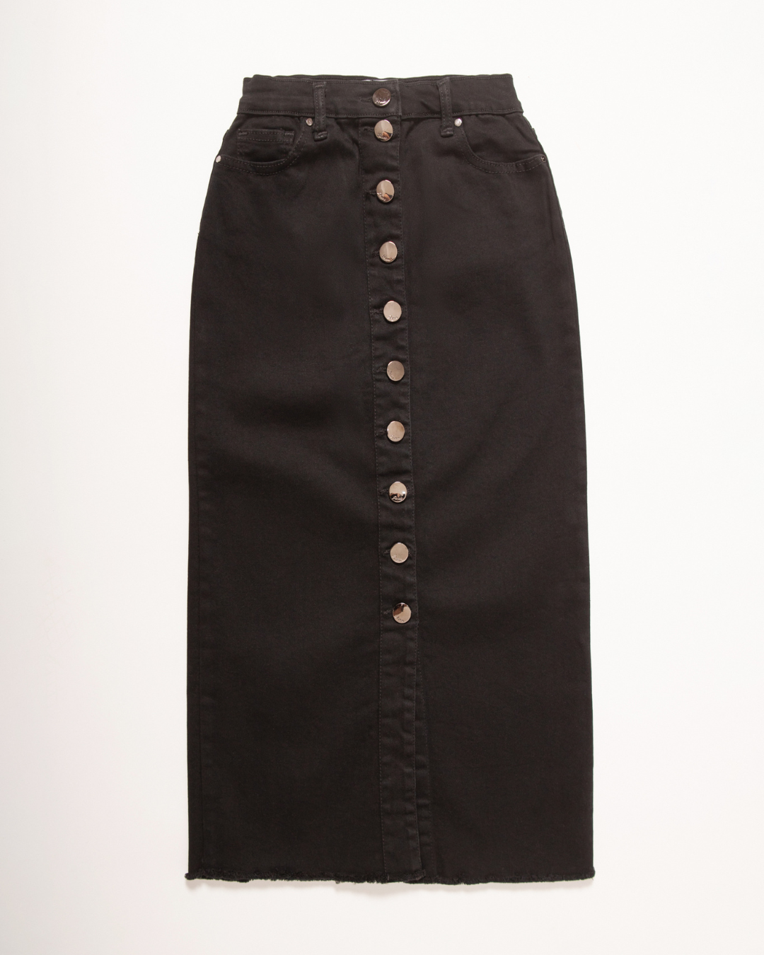 FALDA MIDI BOTONES NEGRA