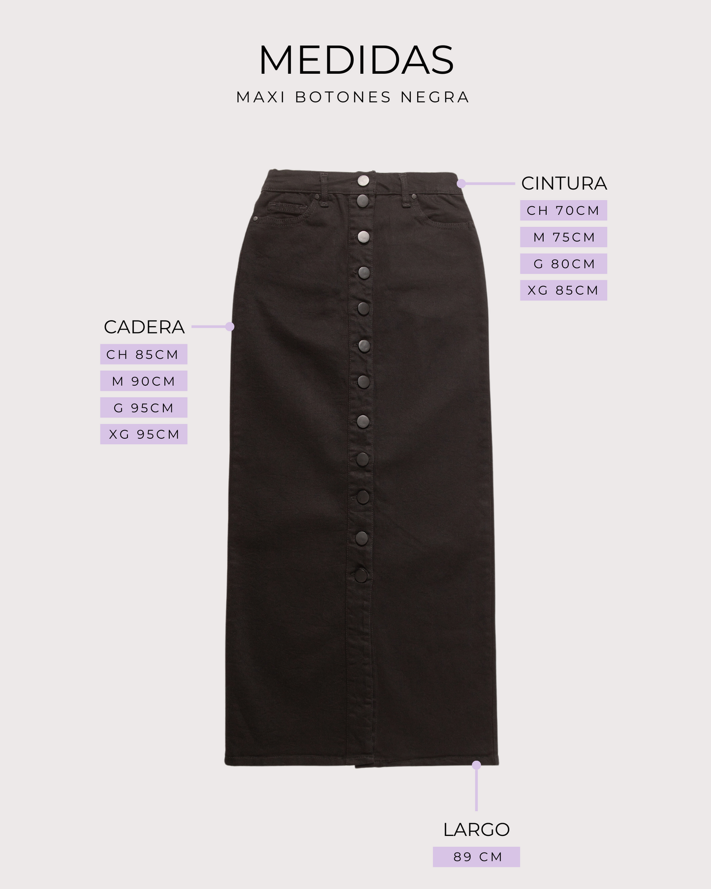 FALDA BOTONES NEGRA