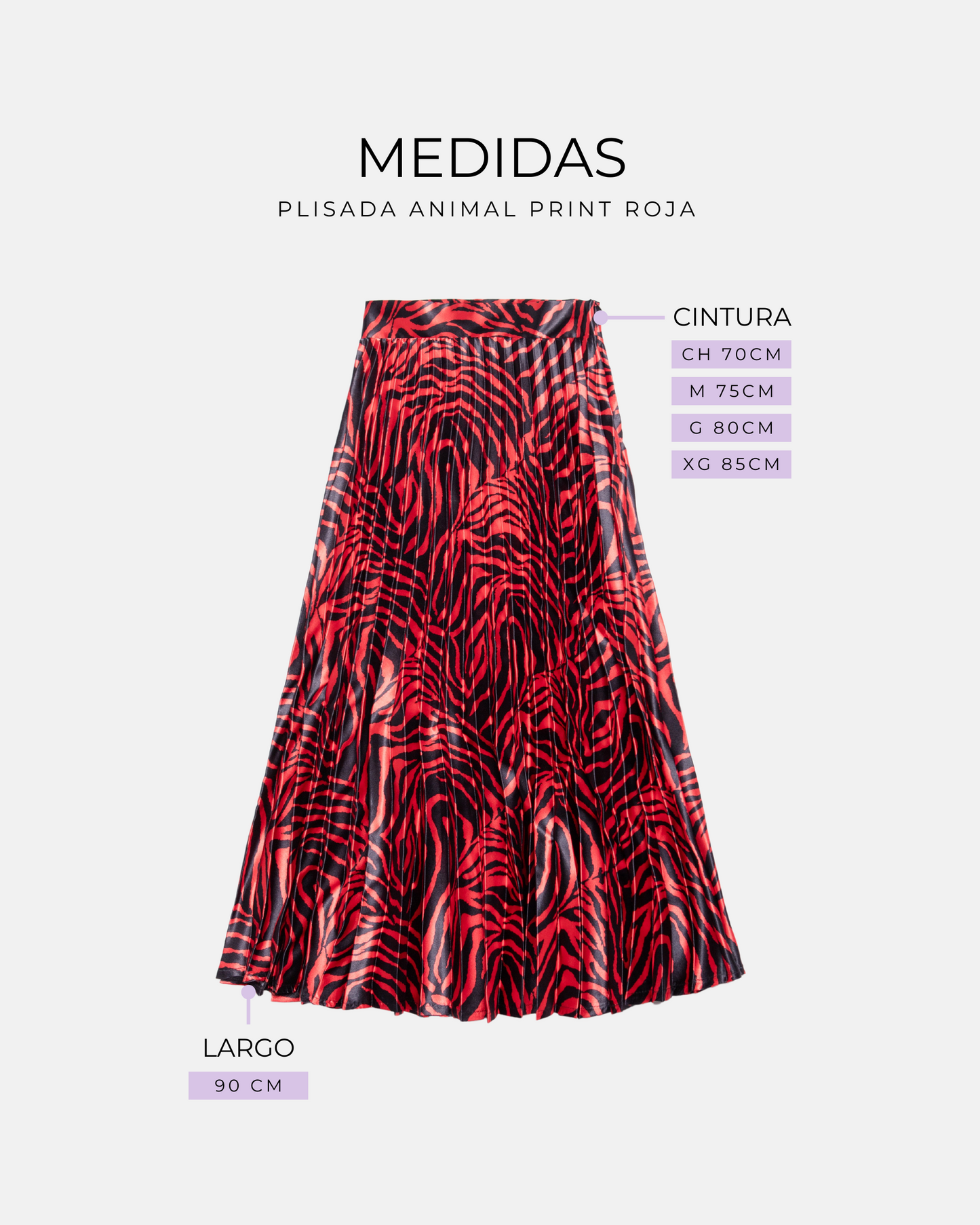 FALDA PLISADA ANIMAL PRINT ROJO