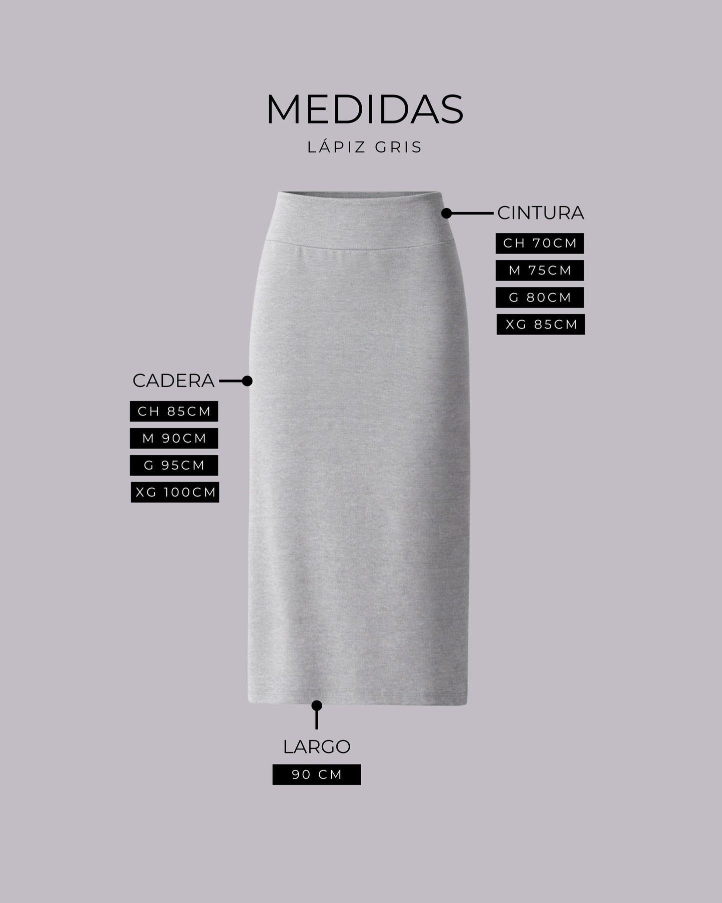 FALDA LAPIZ GRIS CLARO