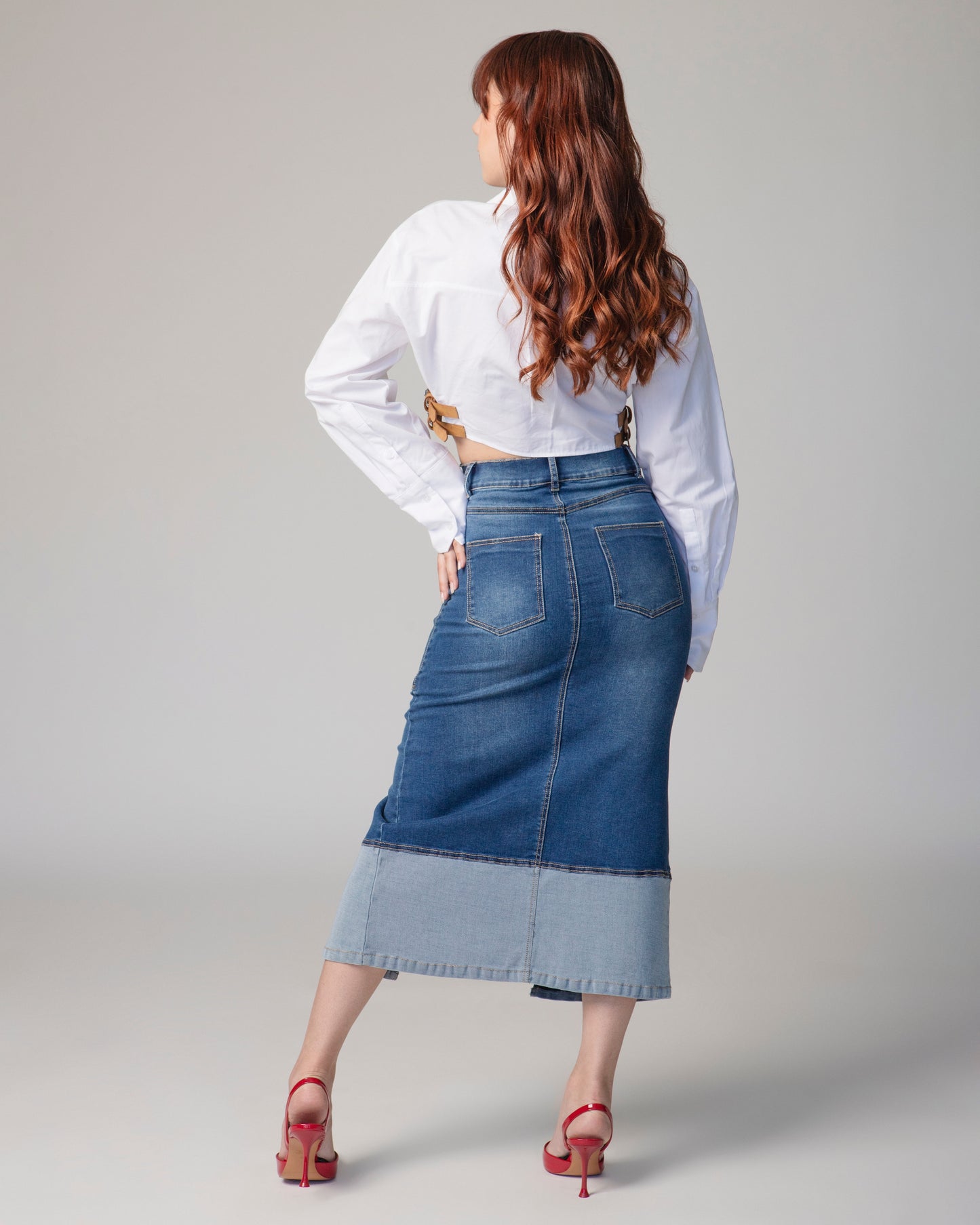 FALDA MIDI CONTRASTE BAJO