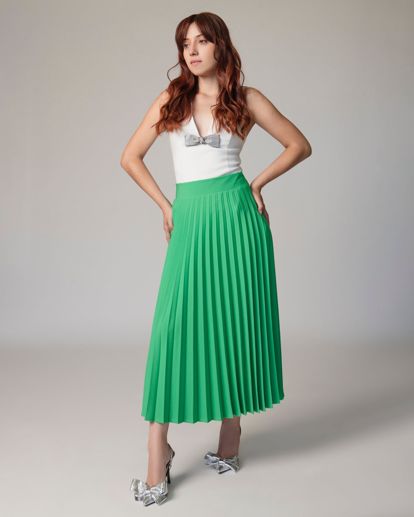 FALDA PLISADA VERDE KELLY
