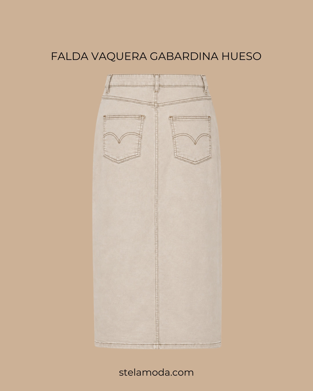 FALDA VAQUERA GABARDINA BEIGE