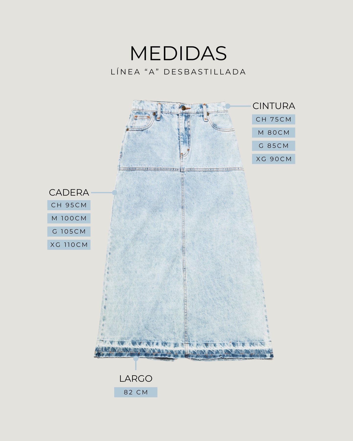 FALDA LINEA A DESBASTILLADA (NO STRETCH)