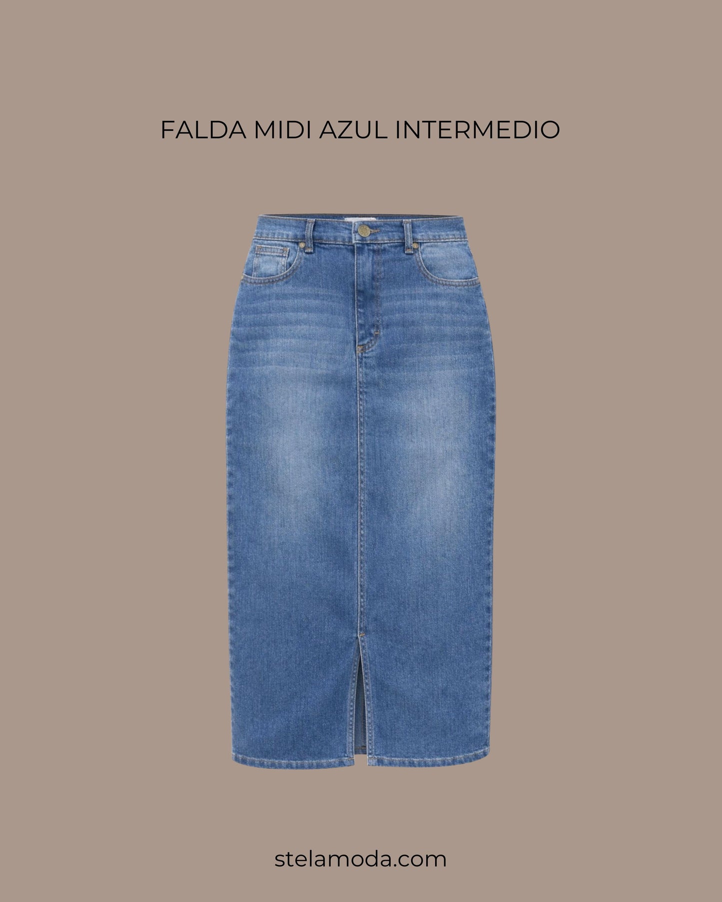 INTERMEDIATE BLUE DENIM MIDI SKIRT