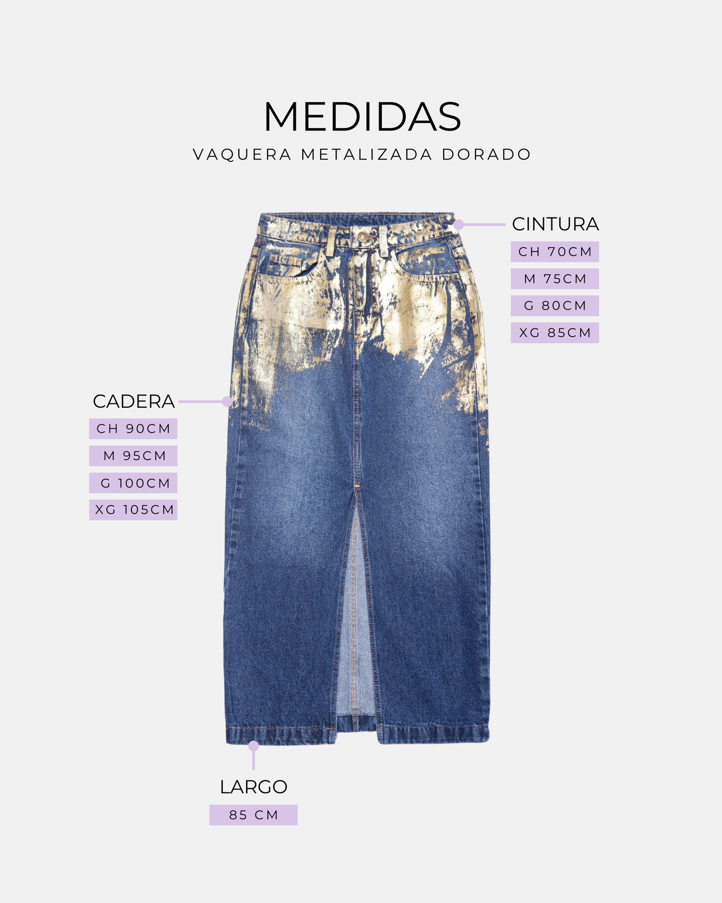 FALDA VAQUERA METALIZADA DORADO