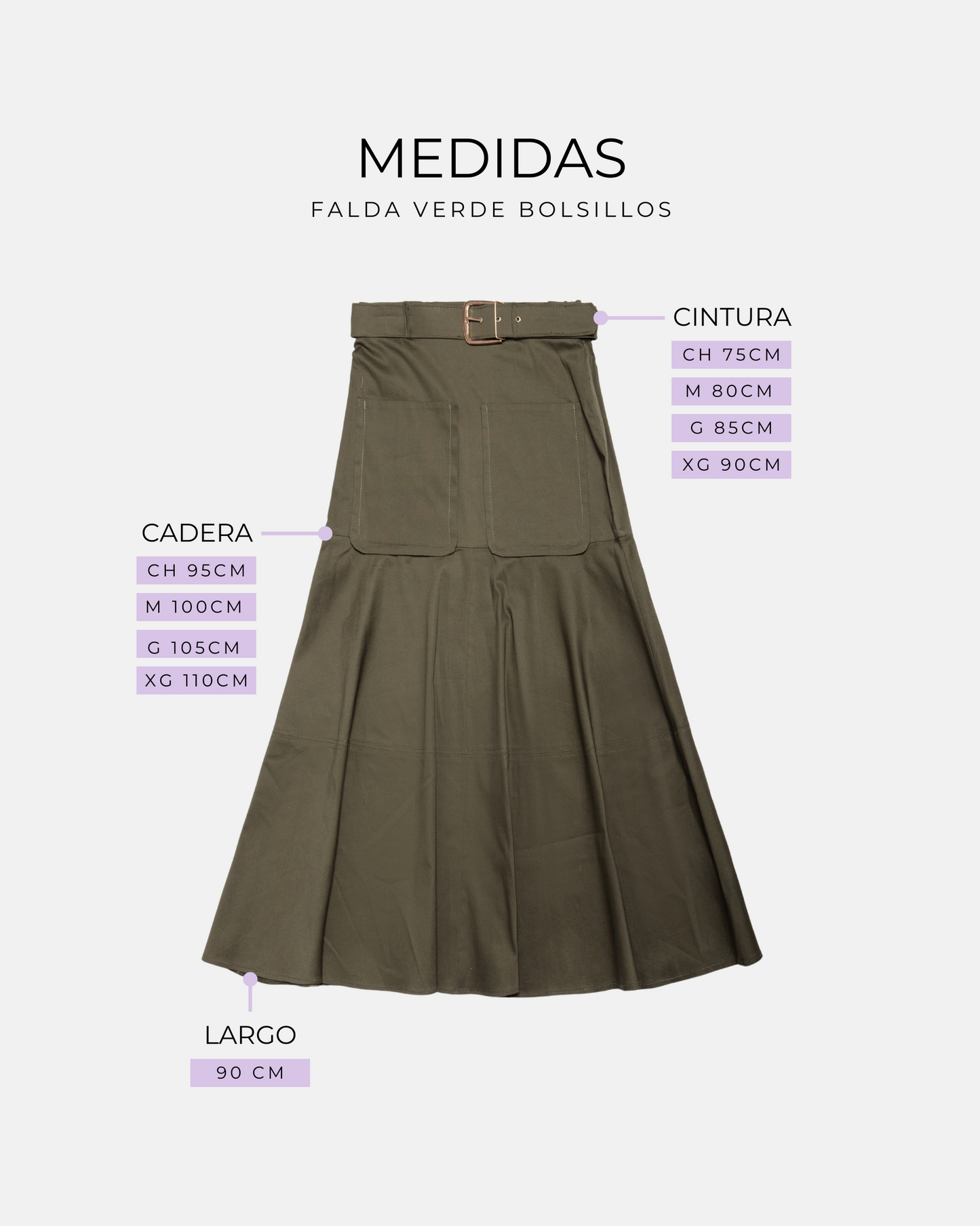 FALDA VERDE BOLSILLOS