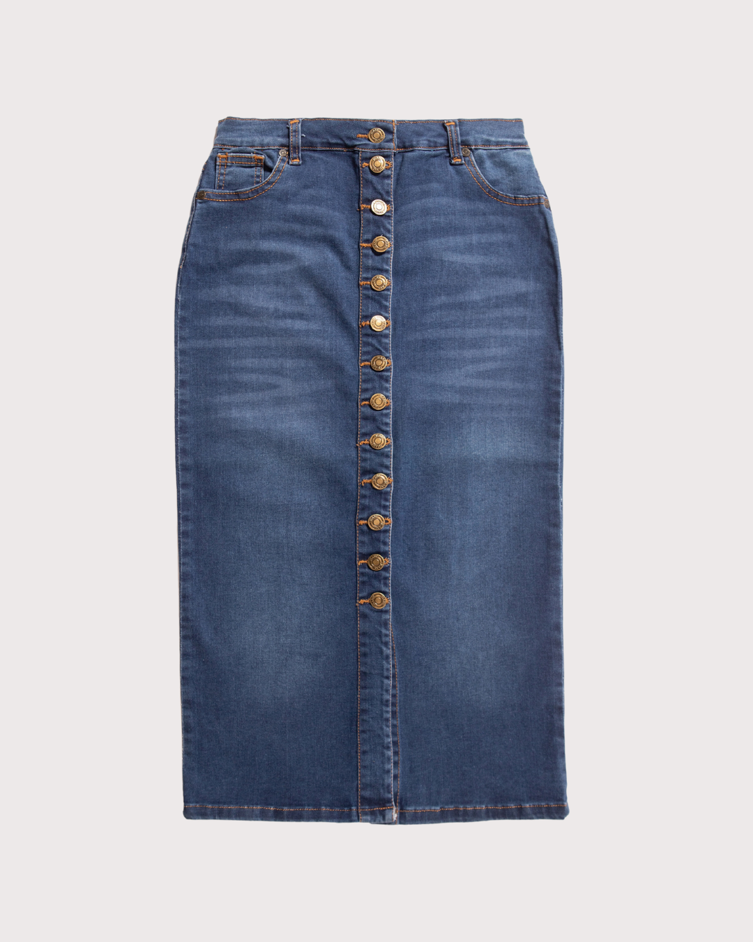 FALDA MIDI BOTONES AZUL OSCURO