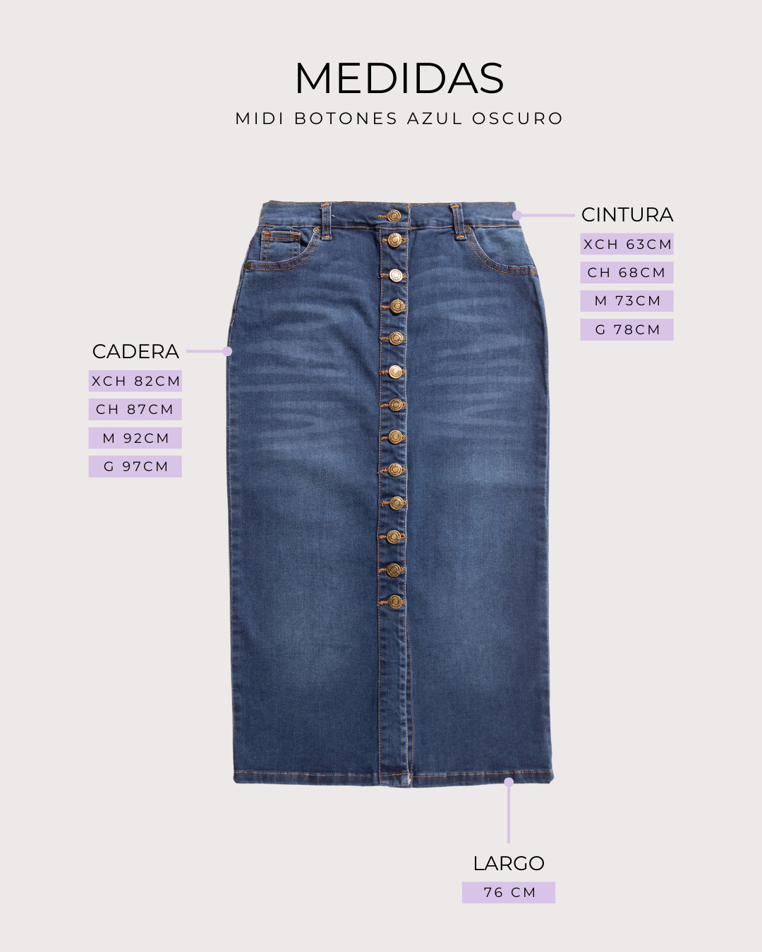 FALDA MIDI BOTONES AZUL OSCURO