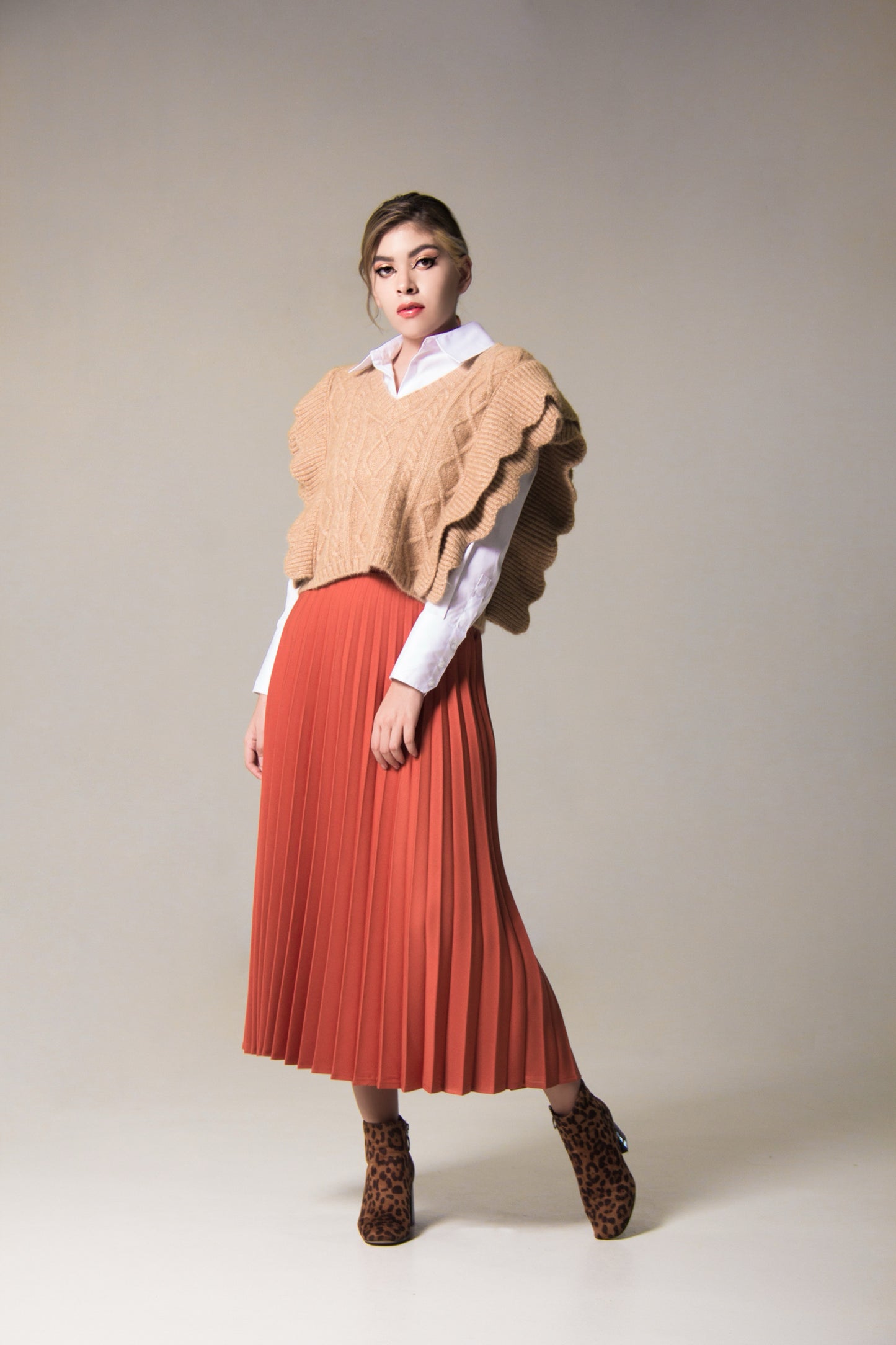 CHEDRON PLEATED SKIRT