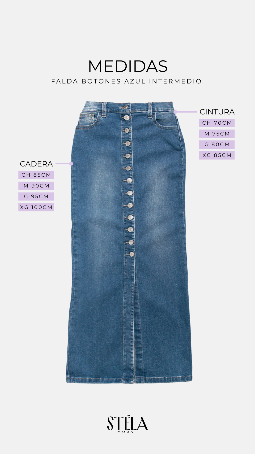 FALDA BOTONES AZUL INTERMEDIO