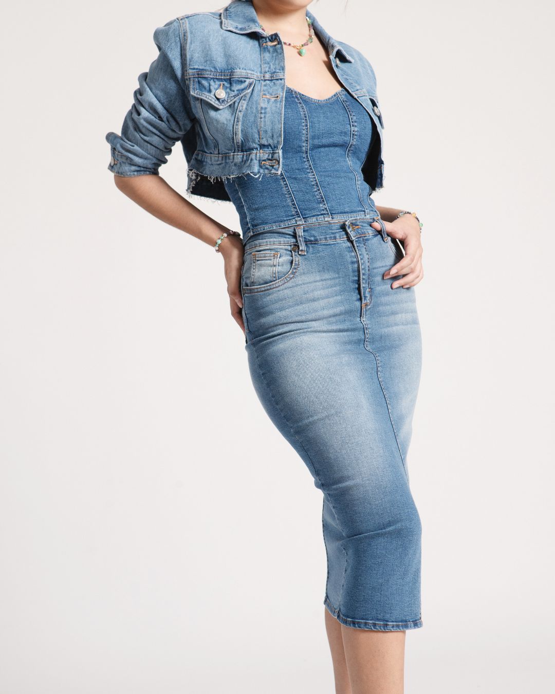 FALDA MIDI VAQUERA AZUL INTERMEDIO