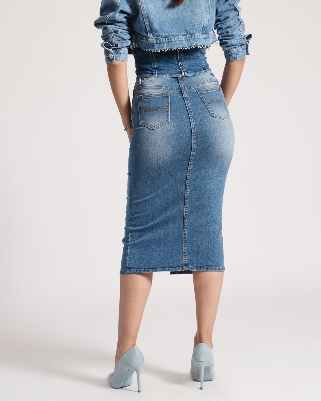 FALDA MIDI VAQUERA AZUL INTERMEDIO