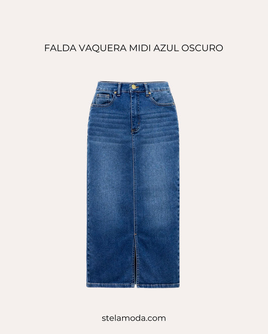FALDA MIDI AZUL OSCURO