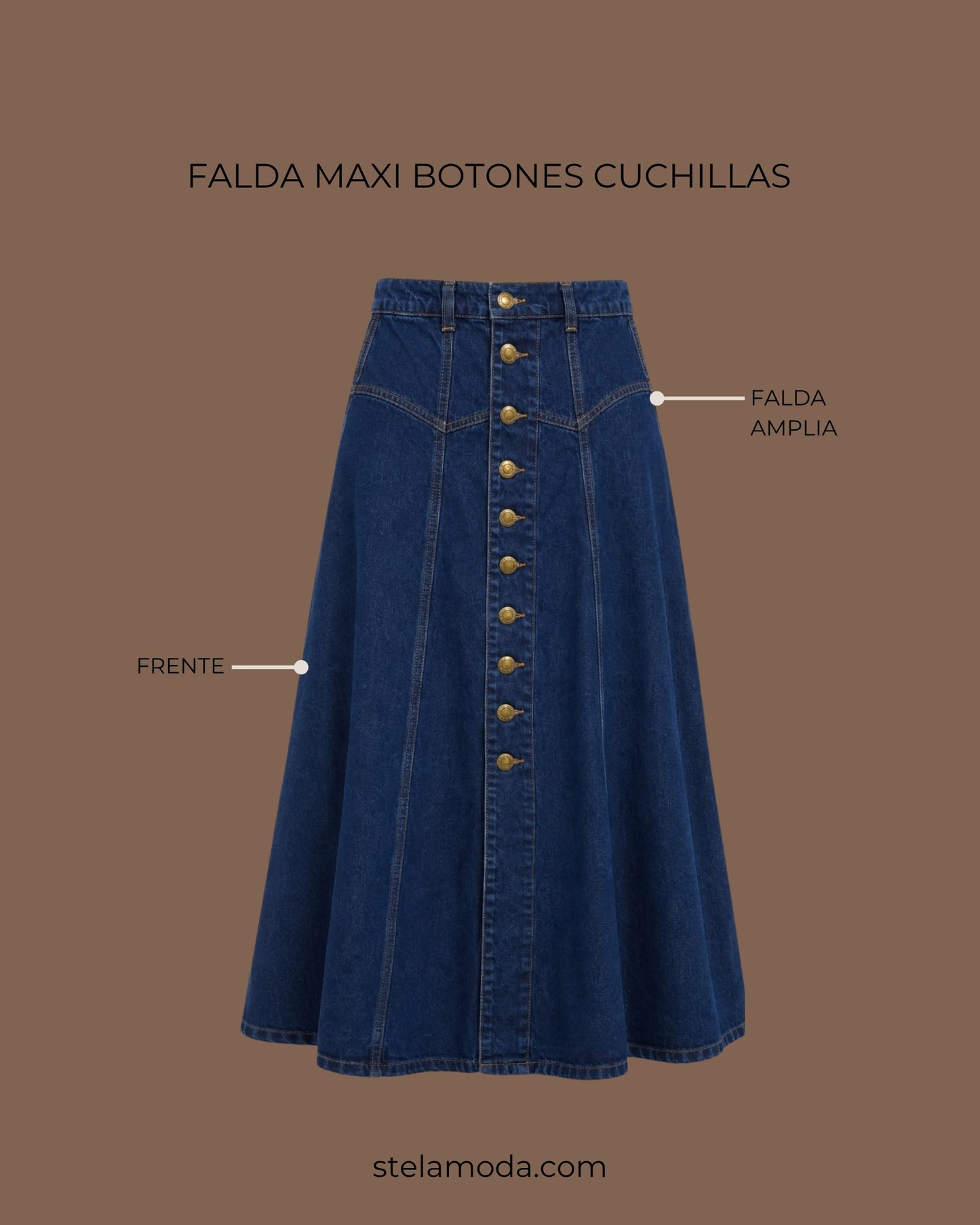 FALDA MAXI RÍGIDA BOTONES CUCHILLAS