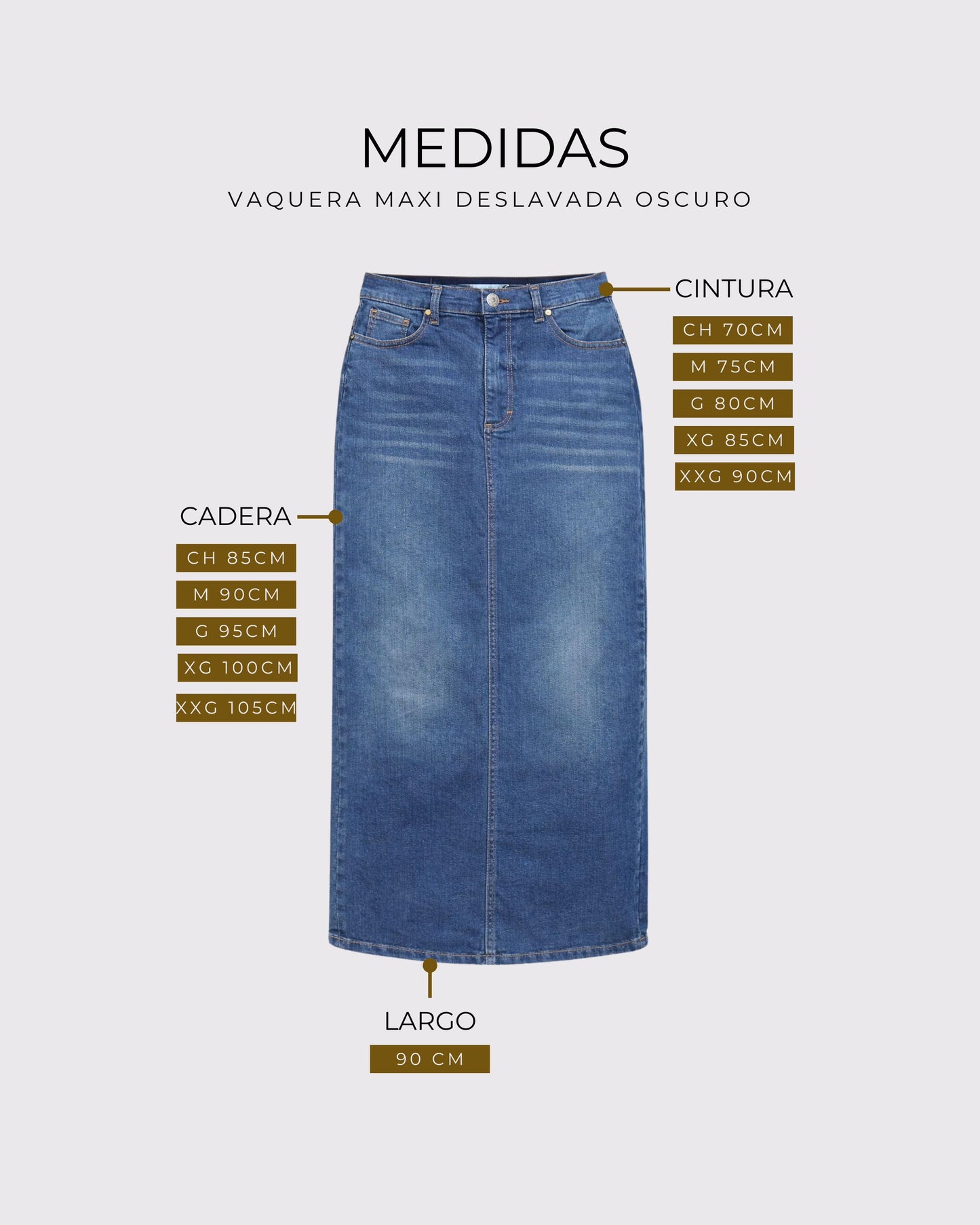 FALDA MAXI DESLAVADA OSCURO