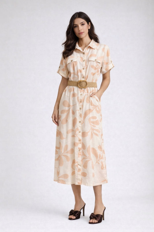 VESTIDO ESTAMPADO BEIGE