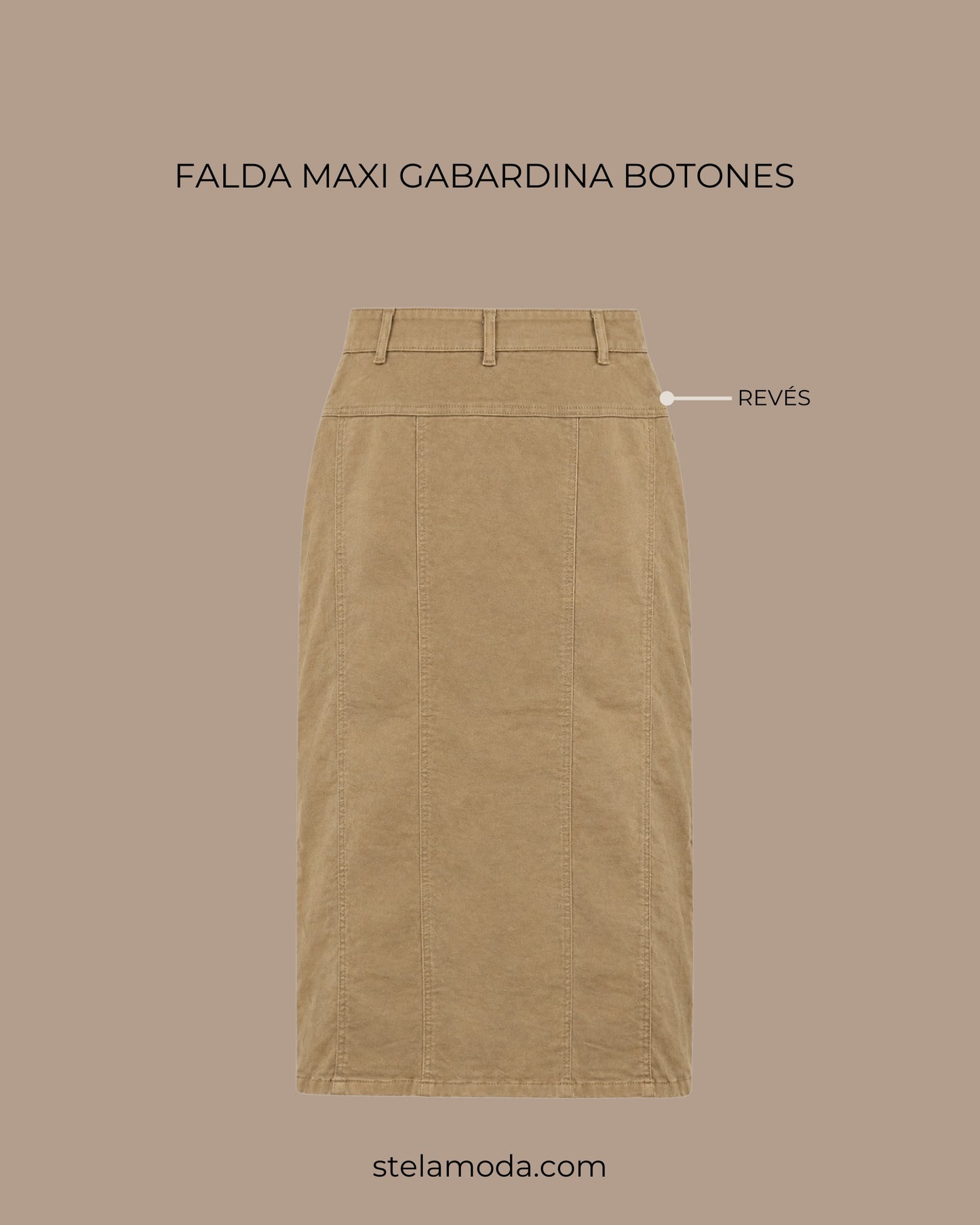 FALDA MIDI BOTONES GABARDINA