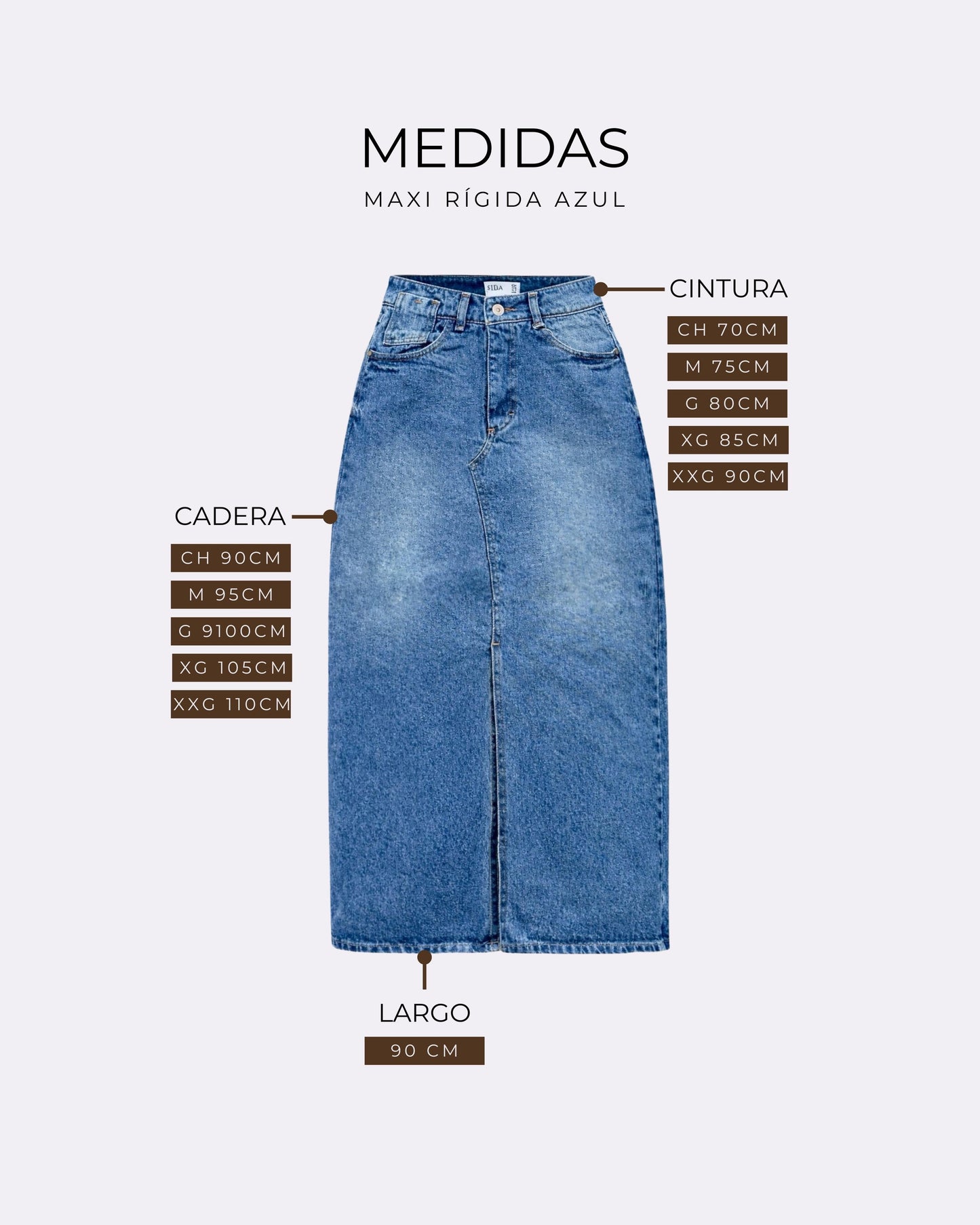 FALDA MAXI RIGIDA AZUL OSCURO (NO STRETCH)