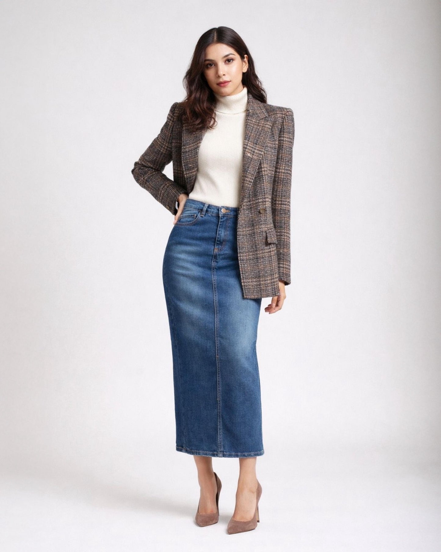 FALDA MAXI DESLAVADA OSCURO