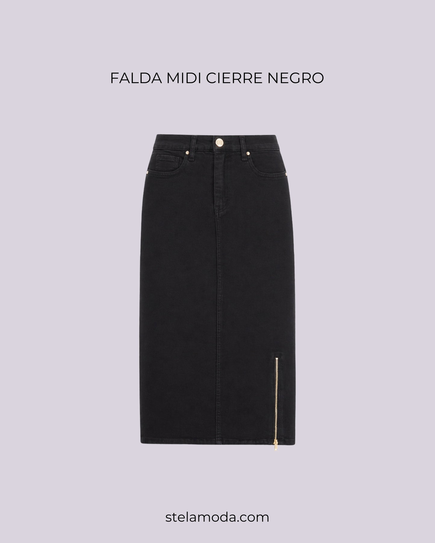 FALDA MIDI CIERRE NEGRA