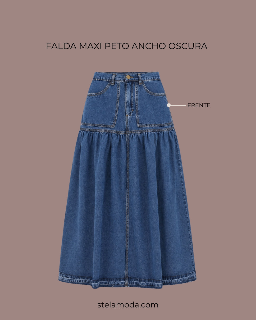 FALDA MAXI PETO ANCHO OSCURA