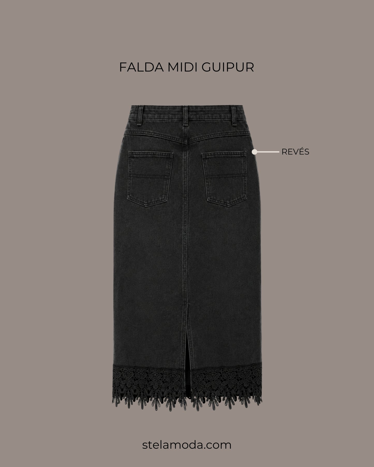 FALDA MIDI RÍGIDA GUIPUR