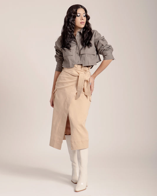 FALDA CRUZADA GABARDINA KAKI