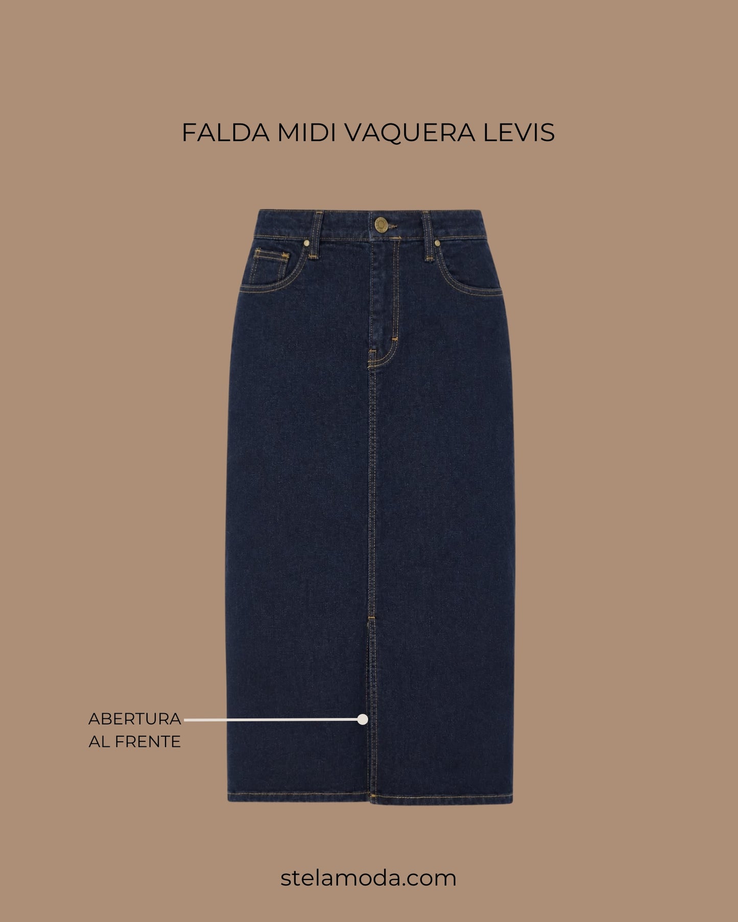 DARK BLUE DENIM MIDI SKIRT