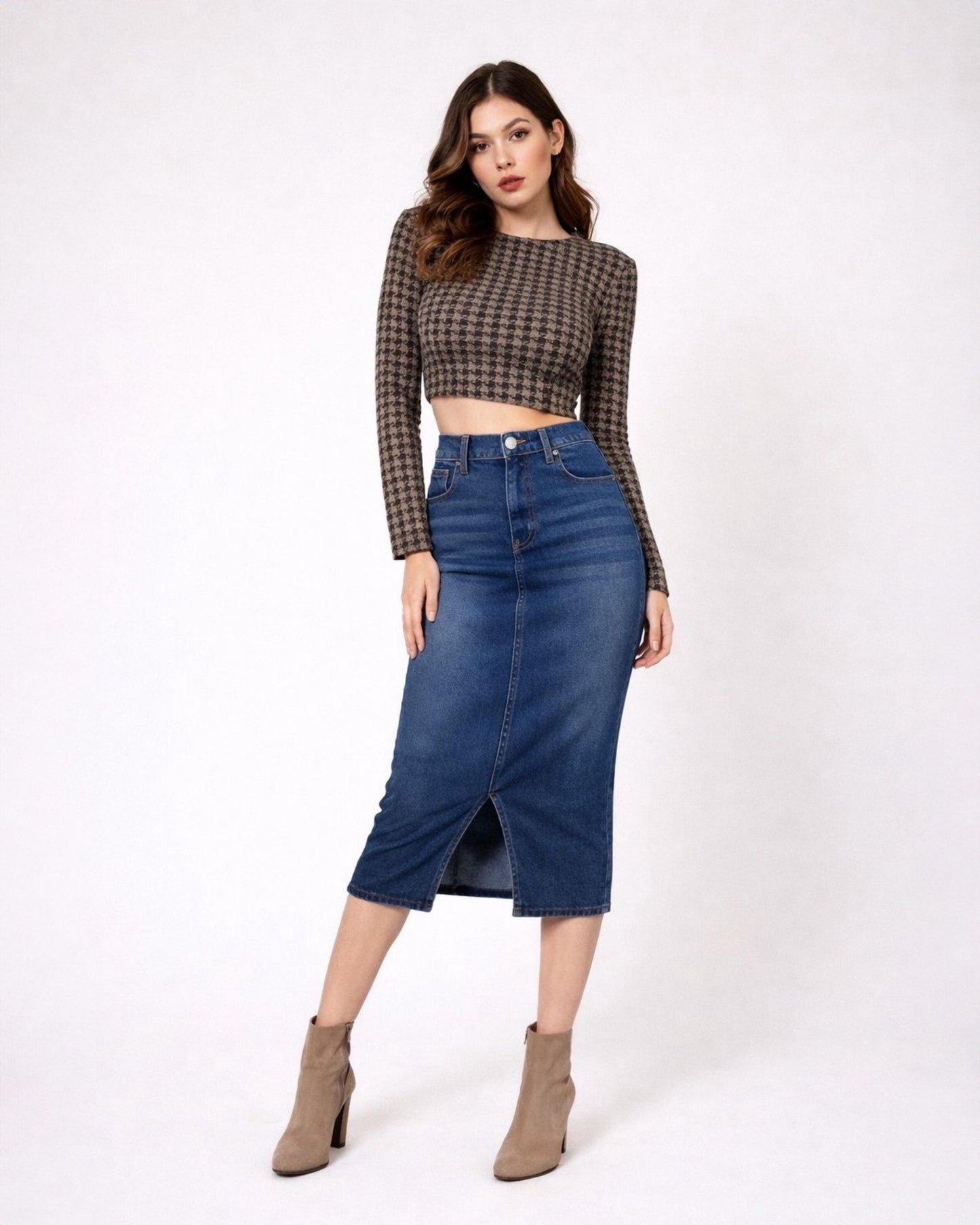 FALDA MIDI AZUL OSCURO