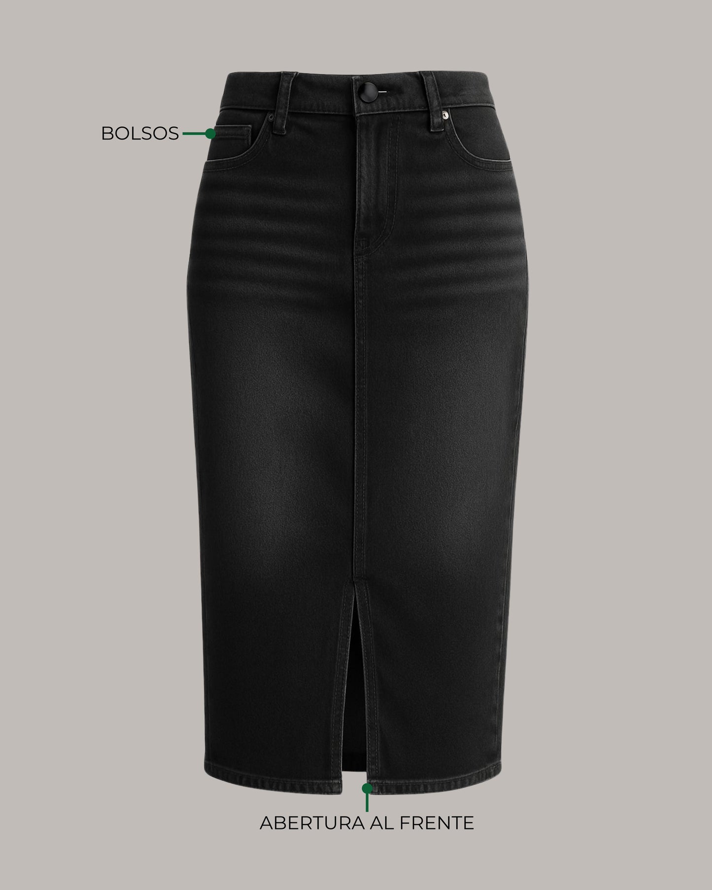 FALDA MIDI VAQUERA NEGRA