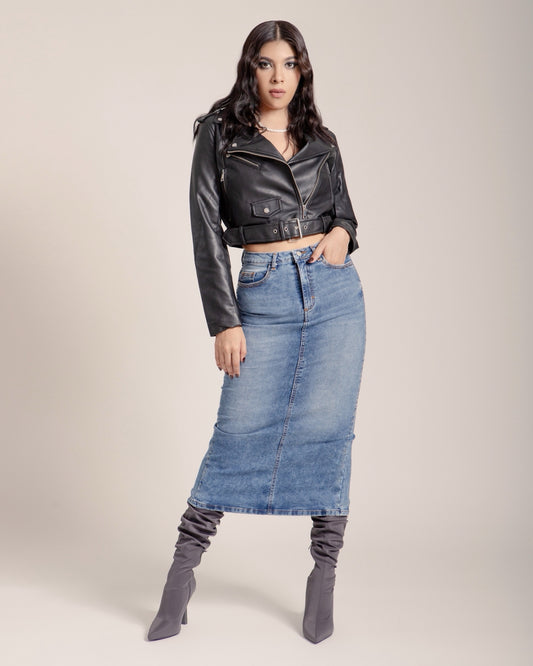 FALDA MAXI VAQUERA MOTEADA