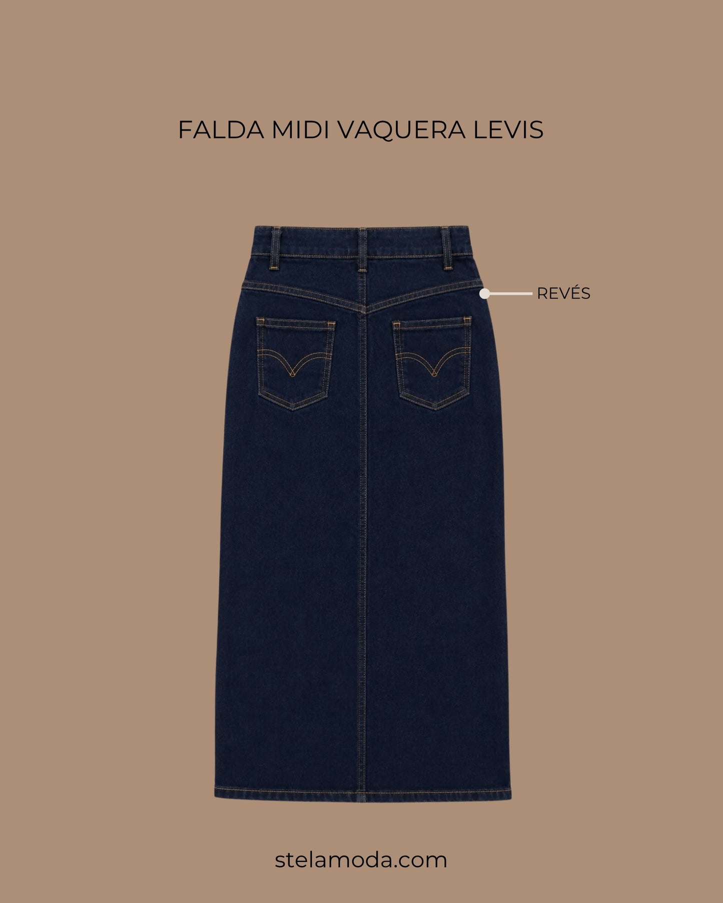 DARK BLUE DENIM MIDI SKIRT