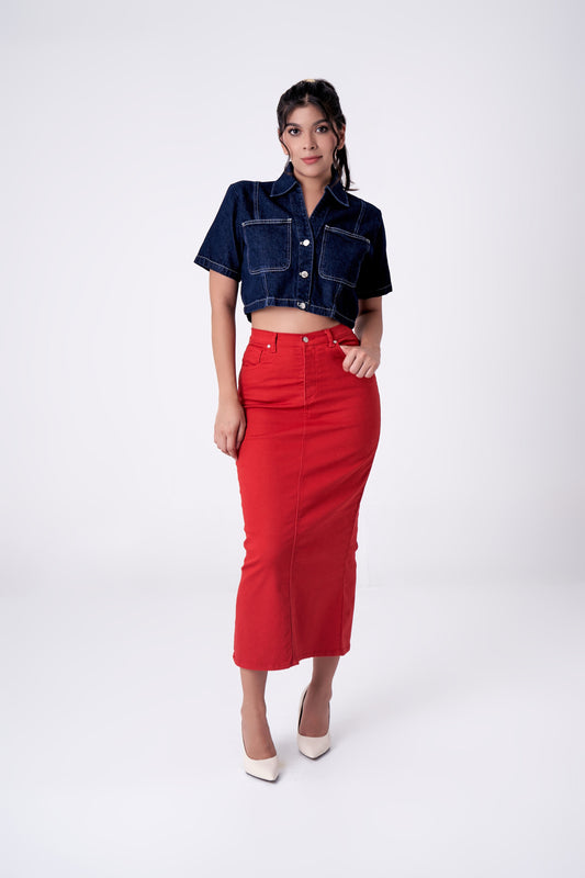 FALDA VAQUERA ROJA