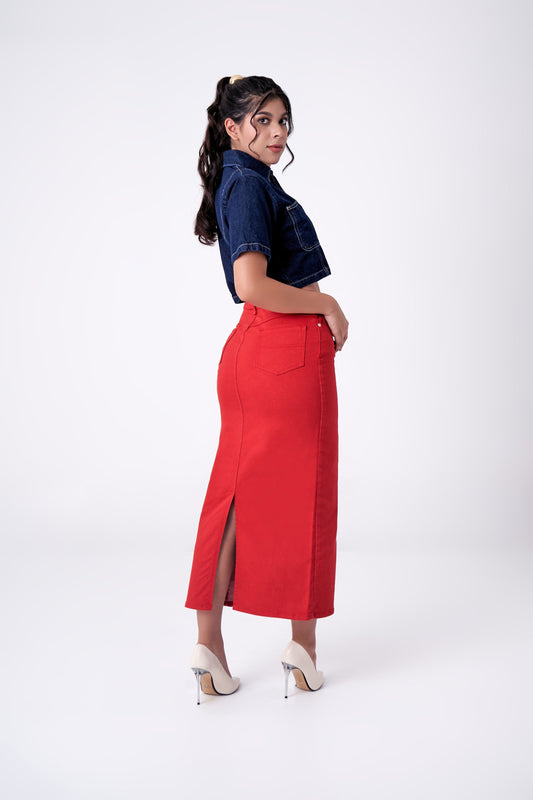FALDA VAQUERA ROJA