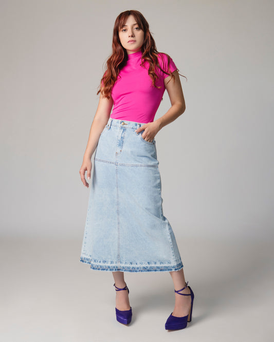 FALDA LINEA A DESBASTILLADA (NO STRETCH)