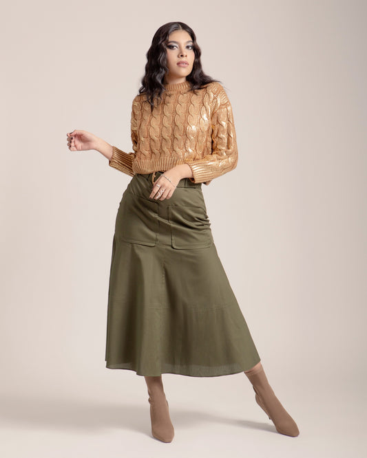 FALDA VERDE BOLSILLOS