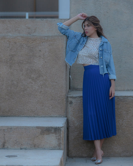 FALDA PLISADA AZUL REY