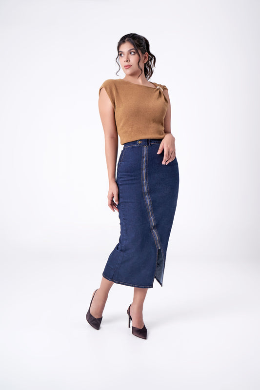 FALDA MEZCLILLA CIERRE CRUZADO