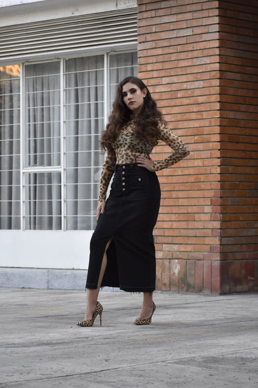 FALDA BOLSAS PARCHE NEGRA