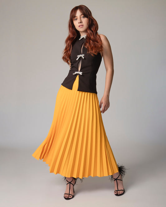 FALDA PLISADA AMARILLA