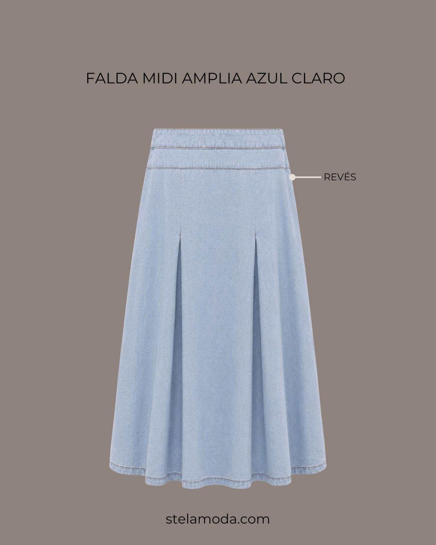 FALDA MIDI PINZAS AZUL CLARO