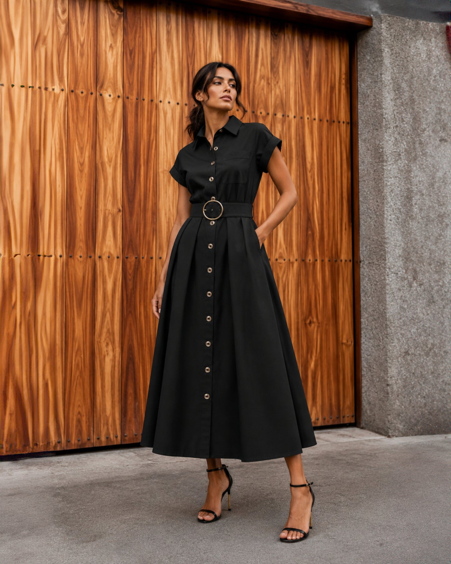 VESTIDO CINTURON NEGRO