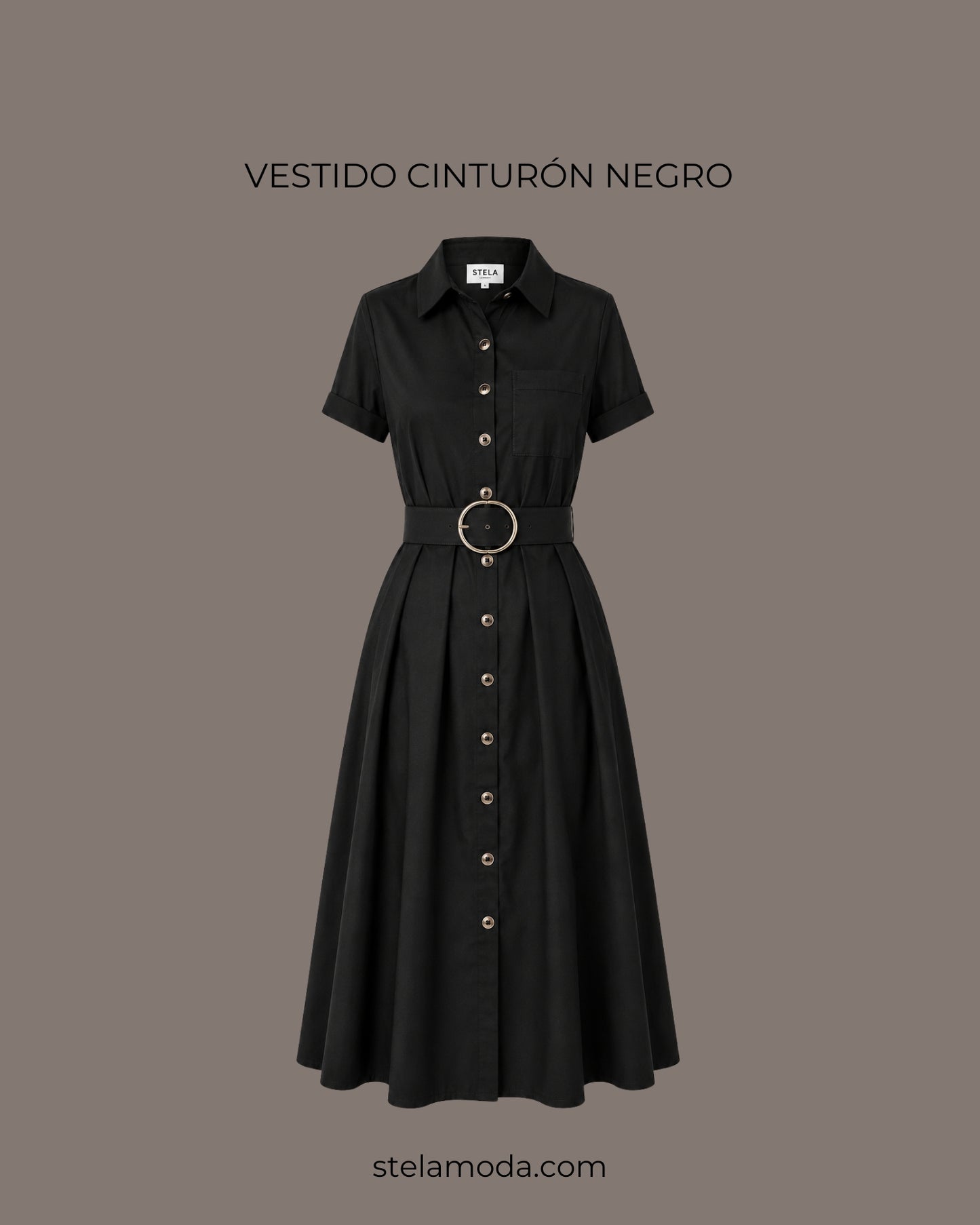 VESTIDO CINTURON NEGRO