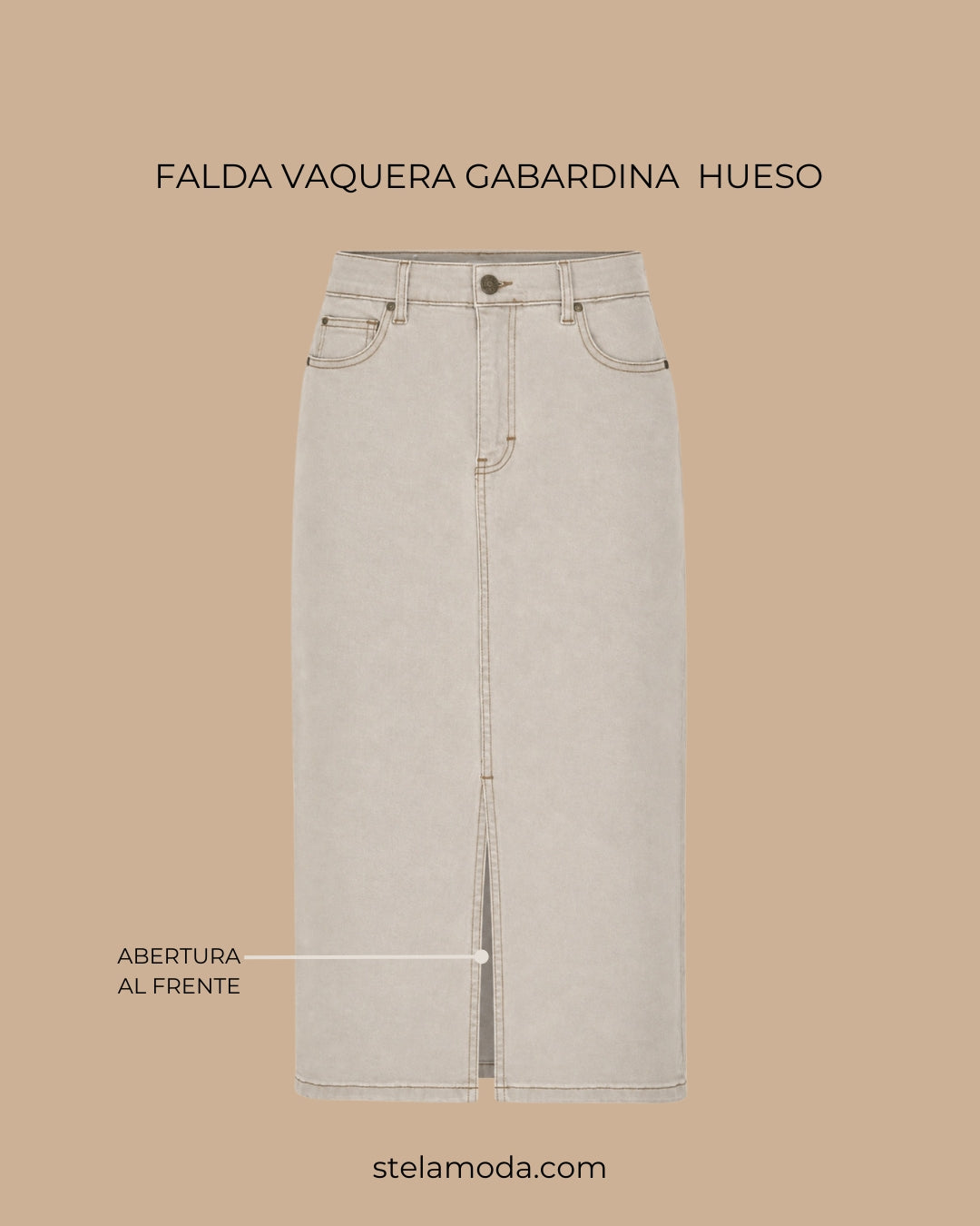 FALDA VAQUERA GABARDINA BEIGE