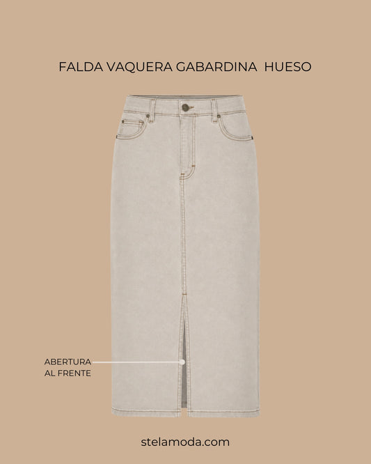 FALDA VAQUERA GABARDINA BEIGE