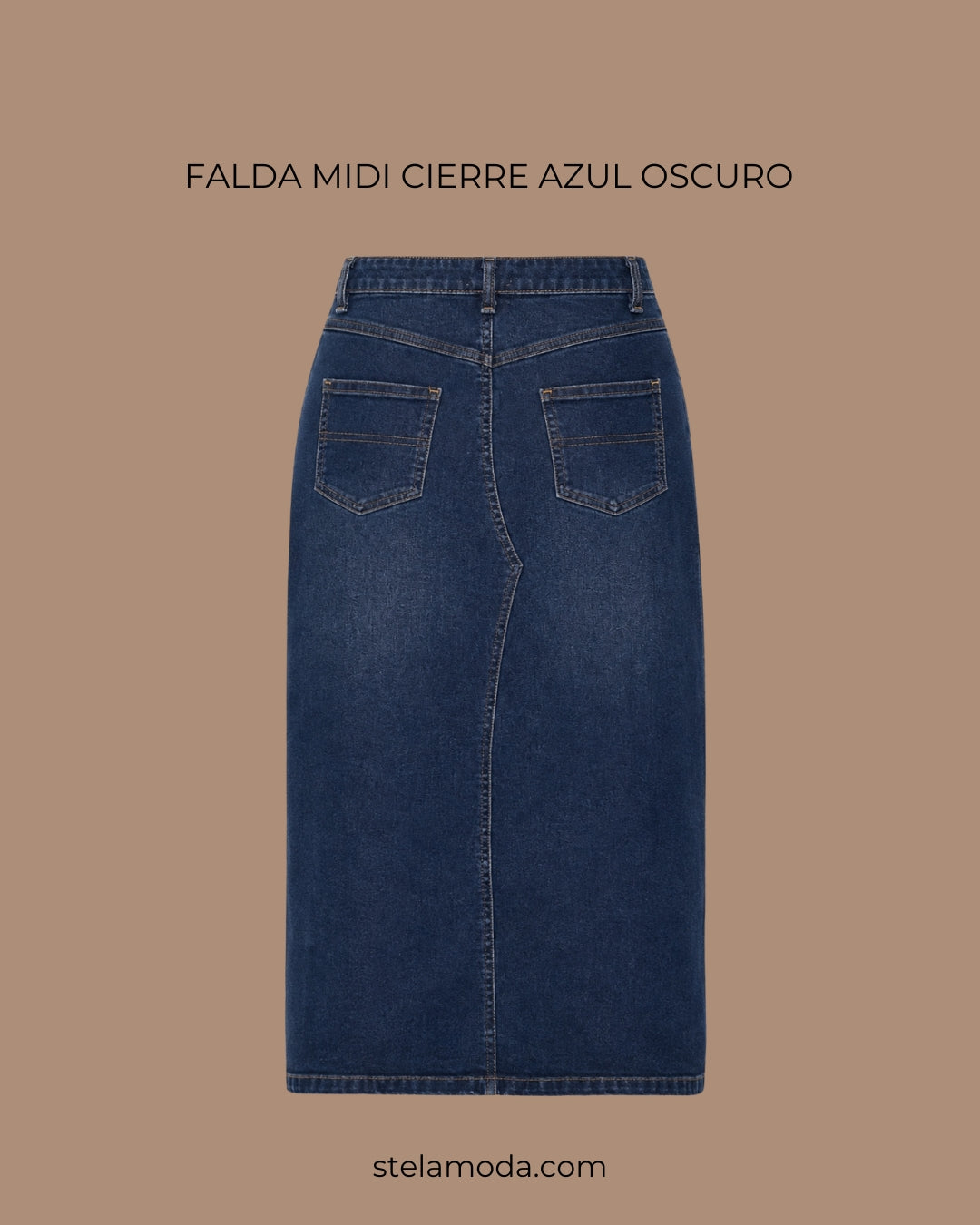 FALDA MIDI CIERRE AZUL OSCURO
