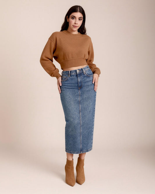 FALDA MAXI MOTEADO OSCURO