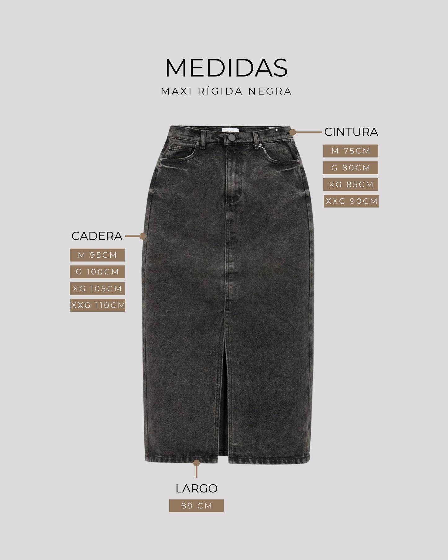 FALDA MAXI RIGIDA NEGRA