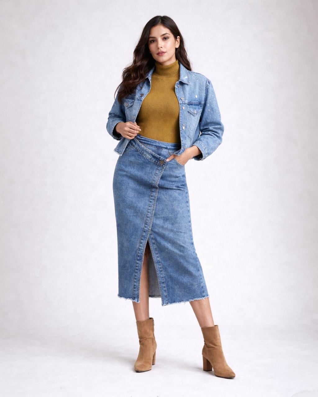 DARK BLUE WRAP SKIRT